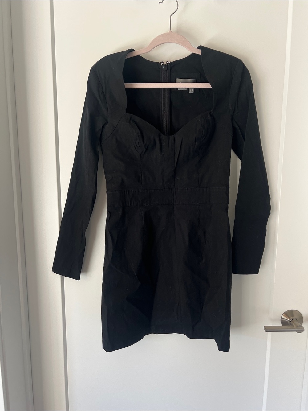 Anthropologie Black Long-Sleeve Sweetheart Neckline Dress